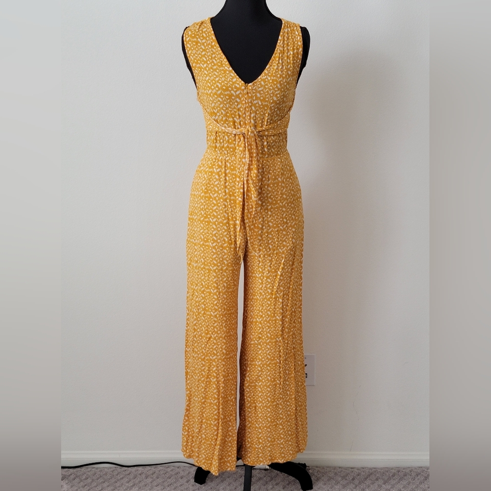 entro Mustard Yellow V-Neck Wide-Leg Jumpsuit